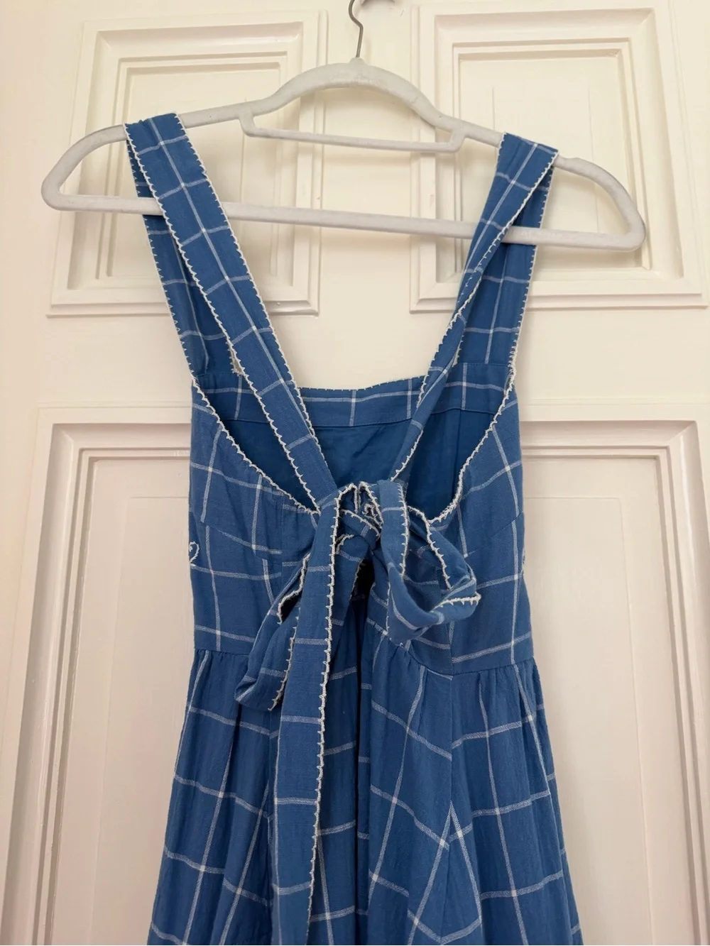Madewell Blue Checked Embroidered Maxi Dress - Picture 6 of 7